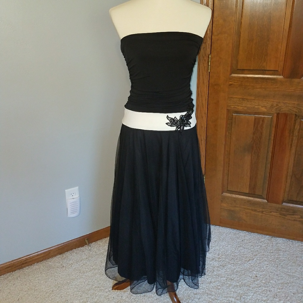 Black Dress with flower waist detail
